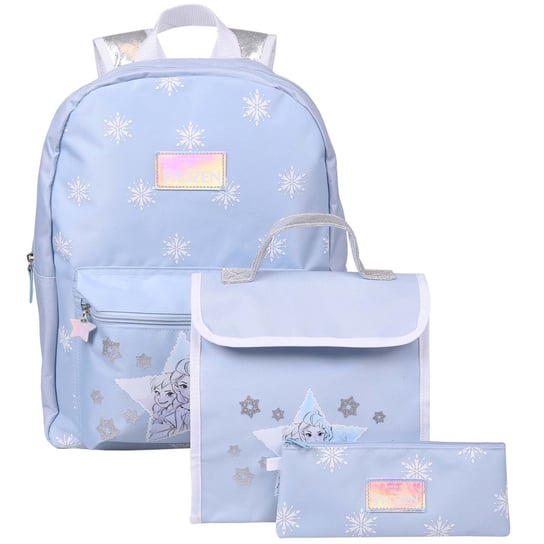Disney Frozen Błękitny Plecak + Lunch Bag + Piórnik Elsa I Anna Disney