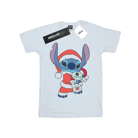 Disney Koszulka Damska / Damska Lilo And Stitch Stitch Christmas Cotton Boyfriend T-Shirt (3XL / Ciepły Biały) Disney