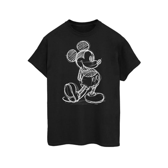 Disney Koszulka Damska / Damska Mickey Mouse Sketch Kick Cotton Boyfriend T-Shirt (3XL / Czarny) Disney