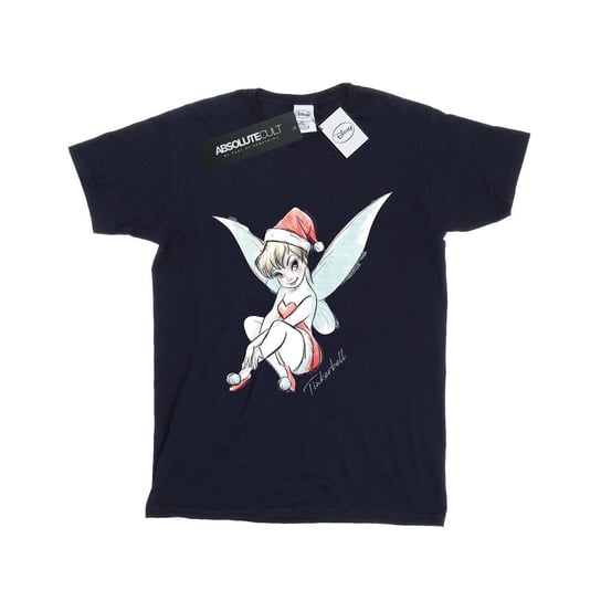 Disney Koszulka Damska / Damska Tinkerbell Christmas Fairy Cotton Boyfriend T-Shirt (S (52-55 Cm) / Granatowy) Disney