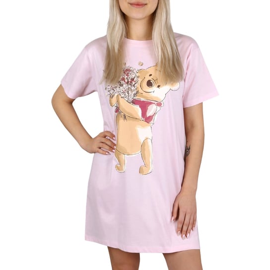 DISNEY Kubuś Puchatek Różowa koszulka do spania, krótki rękaw, bawełniana M Disney