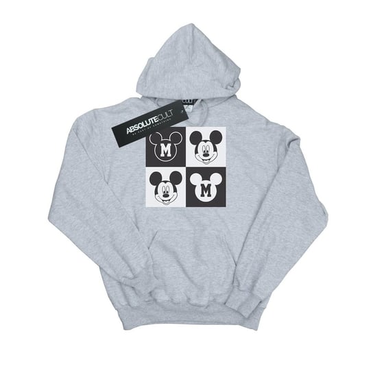 Disney Męska Bluza Z Kapturem Mickey Mouse Smiling Squares Hoodie (S (52-55 Cm) / Jasnoszary) Disney