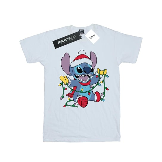 Disney Męska Koszulka Lilo And Stitch Christmas Lights T-Shirt (XXL (193cm) / Ciepły Biały) Disney