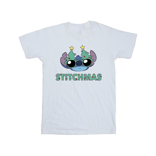 Disney Męska Koszulka Lilo & Stitch Stitchmas Glasses T-Shirt (XL 8,5-9 / Ciepły Biały) Disney