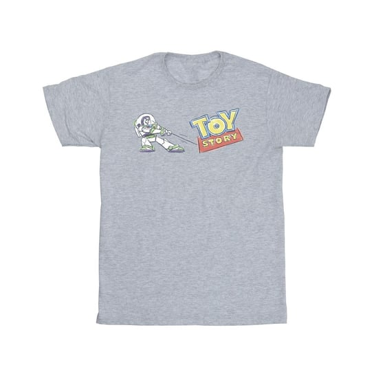 Disney Męska Koszulka Toy Story Buzz Pulling Logo T-Shirt (L / Jasnoszary) Disney