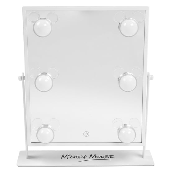 Disney Myszka Mickey lustro obrotowe z lampkami, Biały, 25x30 cm Disney