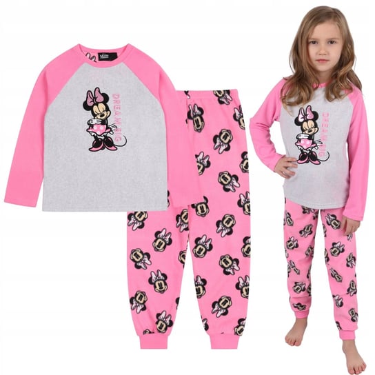 DISNEY Myszka Minnie piżama dziewczęca długie rękawy, różowa szara 5-6 lat 116 cm Disney