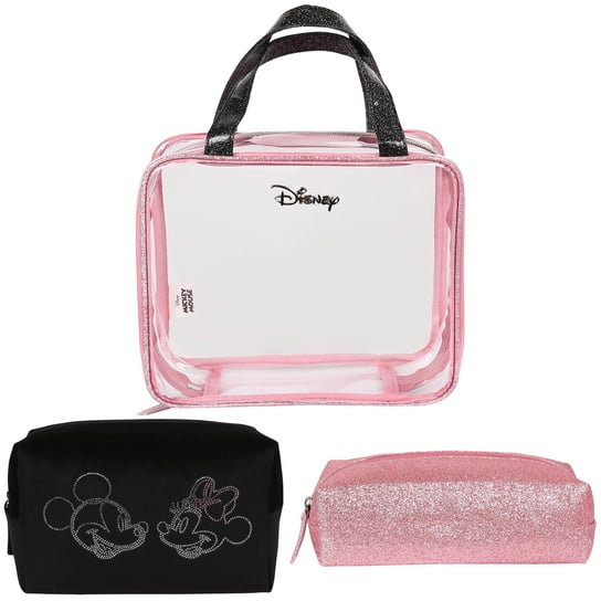 Disney, Myszka Minnie Różowo-czarny komplet kosmetyczek podróżnych na zamek, 3 szt. Disney