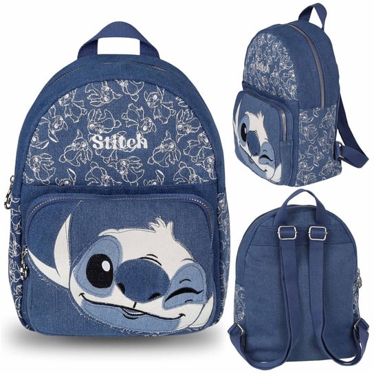 Disney Stitch Jeansowy plecak, mały plecak miejski 31x24x12 cm Disney