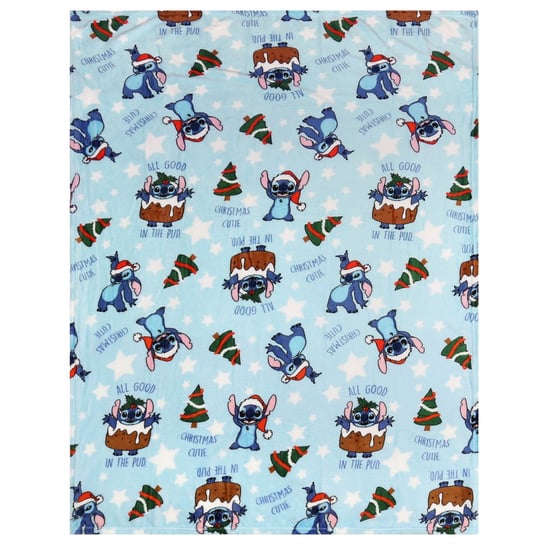 DISNEY Stitch Niebieski koc/narzuta, świąteczny koc 120x150 cm OEKO-TEX Disney