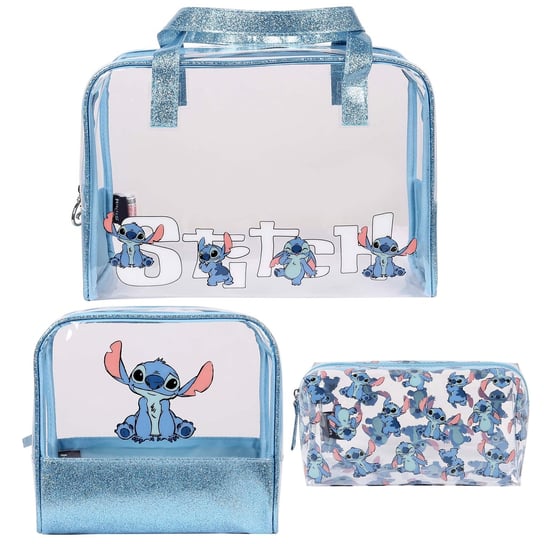 DISNEY Stitch Niebieski komplet kosmetyczek podróżnych na zamek, 3 szt. Disney