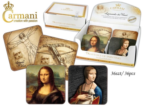 Display 36 podkładek korkowych - Leonardo Da Vinci - malarstwo Carmani