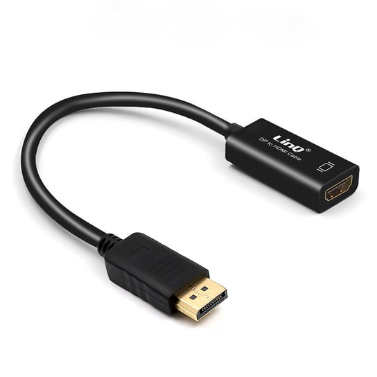 DisplayPort meski na HDMI zenski kabel wideo / adapter 23 cm, LinQ - czarny LinQ