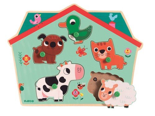 Djeco, puzzle drewniane Zwierzęta z dźwiękiem Djeco