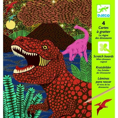Djeco, zestaw artystyczny Wydrapywanka Dinozaury Djeco