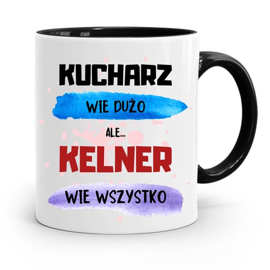 DLA KELNERA KUBEK CZARNY KELNER WIE WSZYSTKO z Nadrukiem ze Zdjęciem PoliDraw