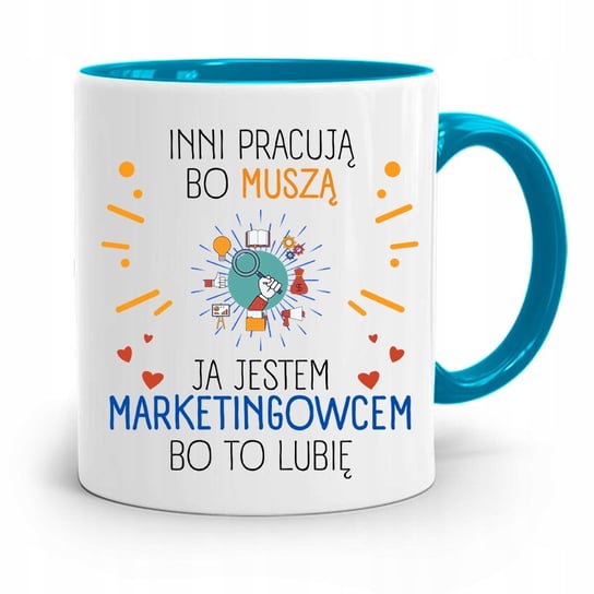 DLA MARKETINGOWCA MARKETING KUBEK BŁĘKITNY PREZENT z Nadrukiem ze Zdjęciem PoliDraw