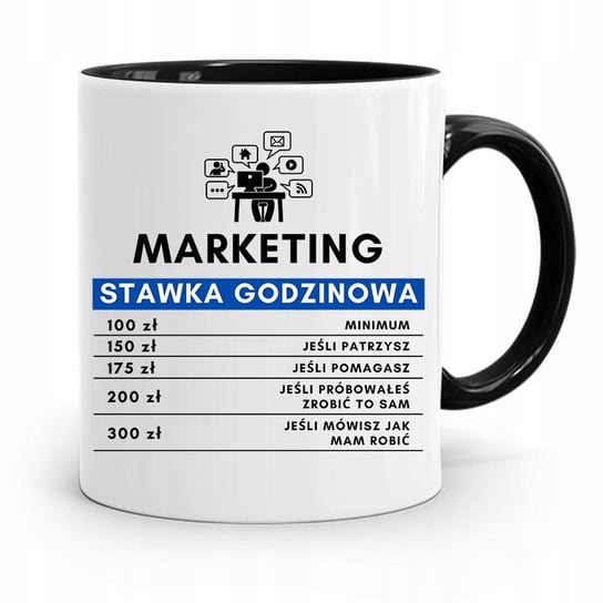 DLA MARKETINGOWCA MARKETING KUBEK CZARNY PREZENT z Nadrukiem ze Zdjęciem PoliDraw