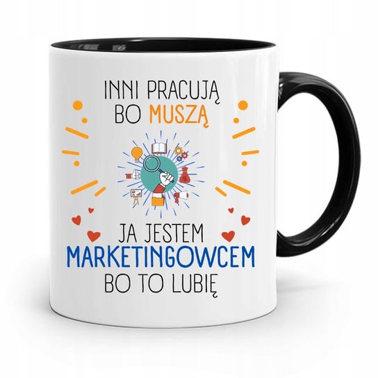 DLA MARKETINGOWCA MARKETING KUBEK CZARNY PREZENT z Nadrukiem ze Zdjęciem PoliDraw