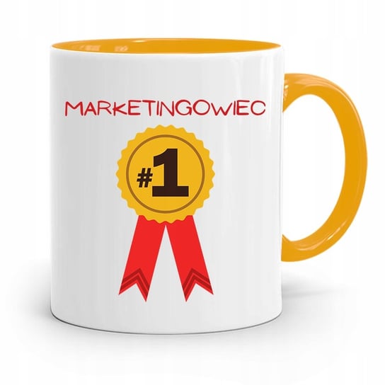 DLA MARKETINGOWCA MARKETING KUBEK ŻÓŁTY NA PREZENT z Nadrukiem ze Zdjęciem PoliDraw