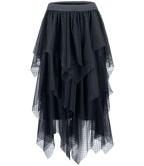 Długa asymetryczna spódnica z tiulowymi falbankami w groszki LENA Agrafka