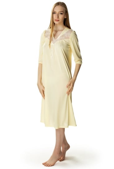 Długa koszula nocna Diana z ładnym dekoltem : Kolor - Kremowy, Rozmiar - 38 Mewa Lingerie