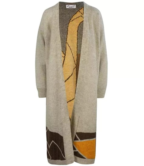 Długi kardigan sweter afryka żyrafy Kaszmir-S Agrafka