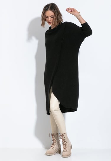 Długi sweter z rozcięciem czarny / Fobya Inna marka