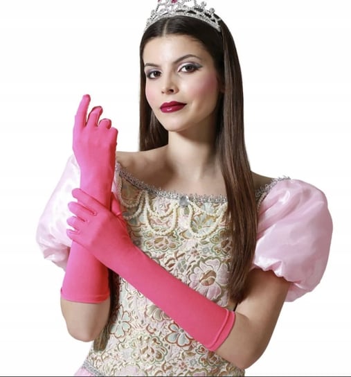 Długie Rękawiczki Różowe 42Cm Z Palcami Retro Burleska Inna marka
