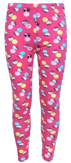 Długie, różowe, dziewczęce legginsy z powtarzającym się wzorem Hello Kitty sarcia.eu