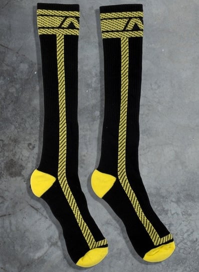 Długie skarpetki męskie | Fetish Long Sock ADF29 Yellow | ADDICTED-l-xl ADDICTED