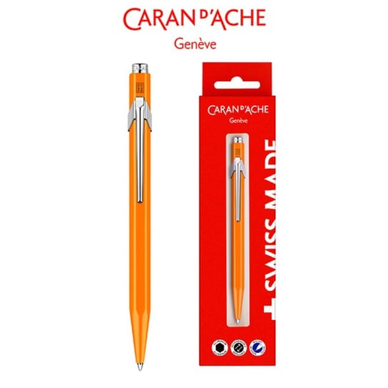 Długopis, 849 Gift Box Fluo Line Orange, pomarańczowy CARAN D'ACHE