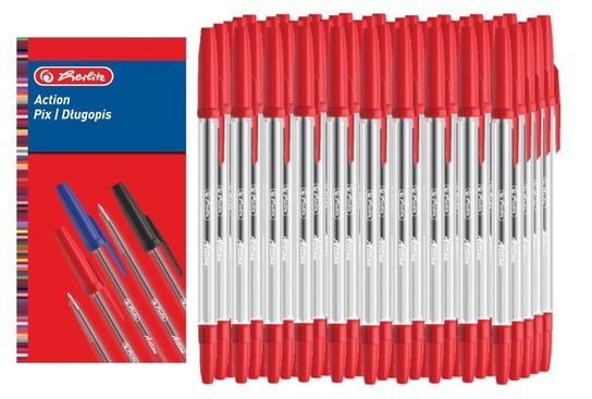 Długopis Action Pix 0,7mm 50szt czerwony HERLITZ - czerwony Herlitz