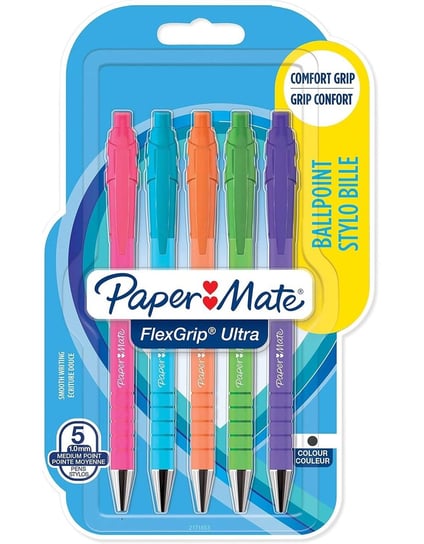 Długopis Automatyczny Paper Mate Flexgrip Bright Czarny 5 Szt. - 2171853 Inna marka