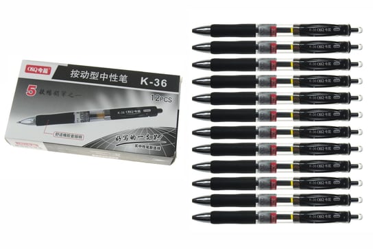 Długopis Automatyczny Żelowy 0.5 Mm Czarny 12 Szt Shan Box Shan