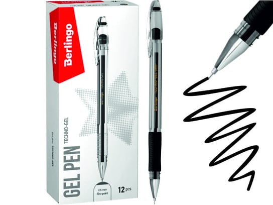 Długopis Berlingo Techno Gel Grip 9,5mm czarny 12 sztuk Berlingo