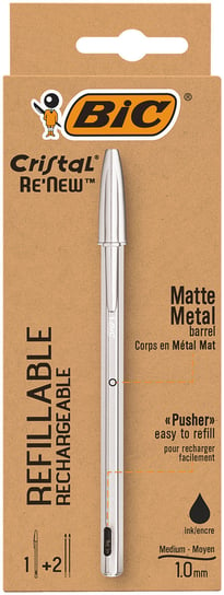 Długopis BIC cristal renew metal czarny pudełko 1+ wkład 2szt BIC