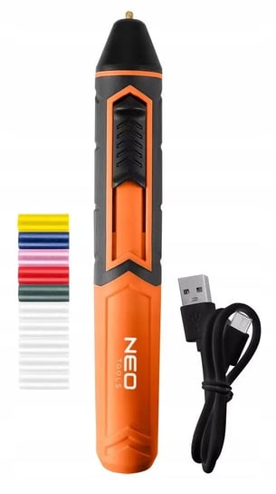 Długopis do kleju na gorąco bezprzewodowy USB + 10 wkładów kolorowych pistolet klejowy NEO Tools 17-085 Neo Tools