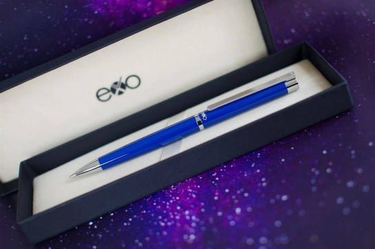Długopis EXO Vela, niebieski, wykończenia chromowane Exo