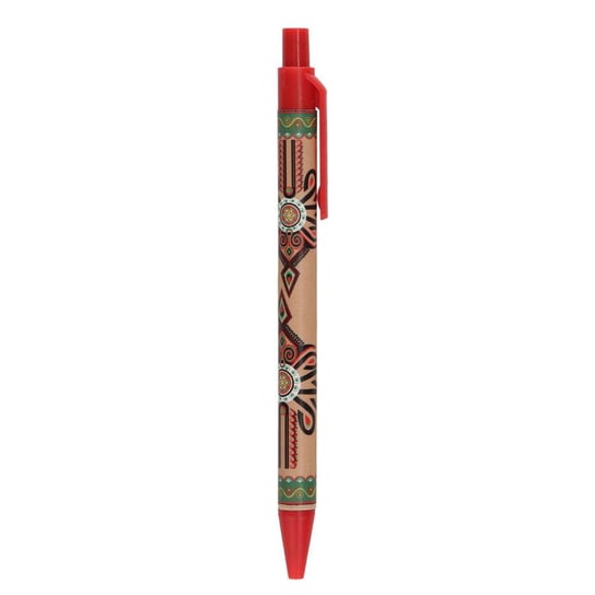 Długopis folk plastikowy ze wzorem podhalańskim, czerwony Artfolk