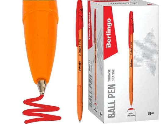 Długopis kulkowy Berlingo Tribase Orange 0.7mm czerwony 50 sztuk Berlingo