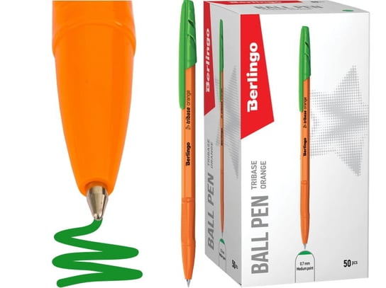 Długopis kulkowy Berlingo Tribase Orange 0.7mm zielony 50 sztuk Berlingo
