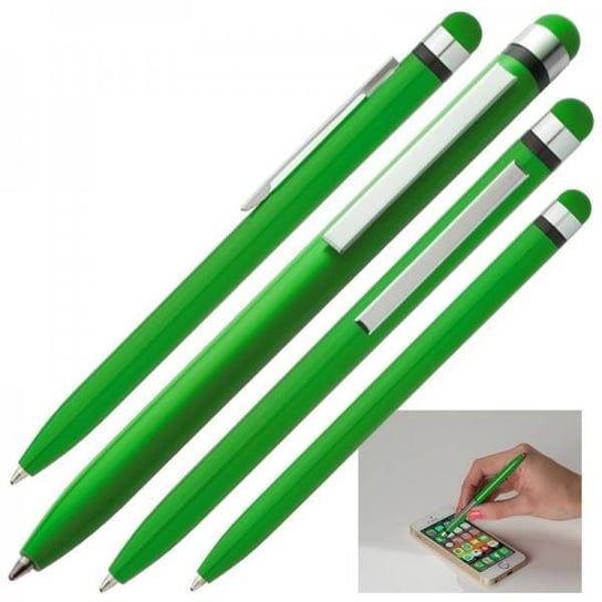 Długopis plastikowy touch pen NOTTINGHAM, zielony Basic