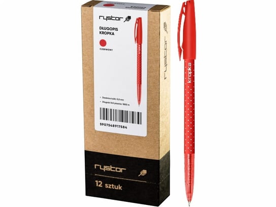 Długopis Rystor Kropka 0,5mm czerwony 12 sztuk Rystor