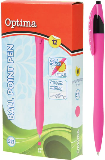 Długopis, Soft Touch 521, różowy, 12 sztuk Eurocom