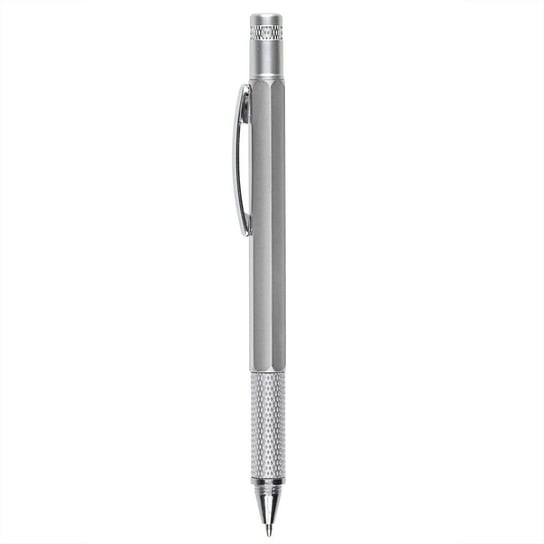 Długopis Techniczny 4w1 z Poziomicą 14,9 cm, ABS srebrny HelloShop