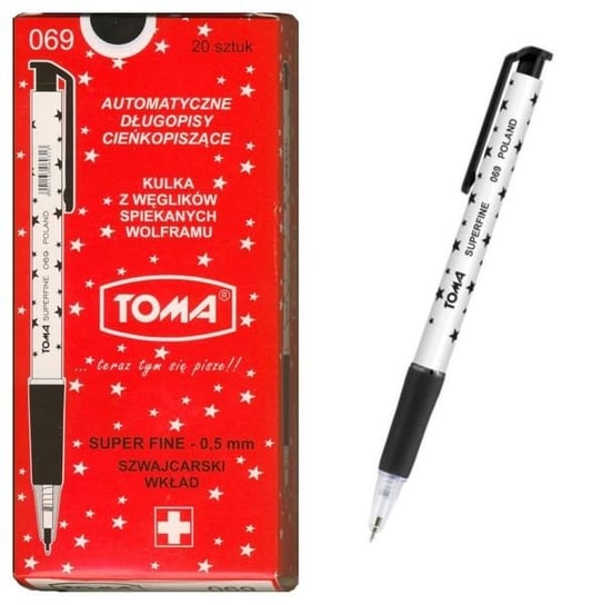 Długopis Toma 069 W Gwiazdki Automatyczny Czarny 20 Sztuk Toma