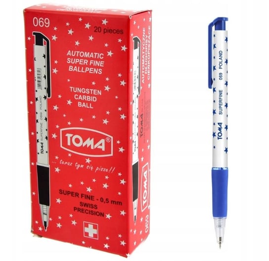 Długopis Toma 069 W Gwiazdki Automatyczny Niebieski 20 Sztuk Toma