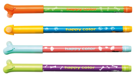 Długopis usuwalny "pieski", 0.5mm, niebieski, 4 sztuki, mix kol. Happy Color Happy Color