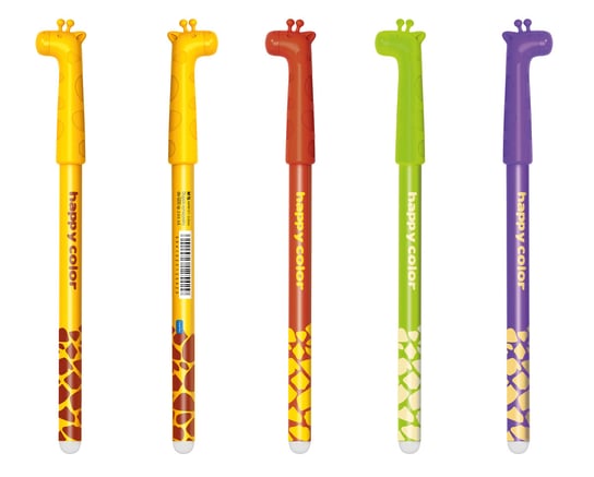 Długopis usuwalny, Żyrafy, 4 sztuki, Happy Color Happy Color